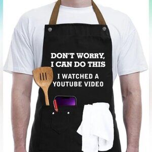 men's funny apron father's day birthday gift dad husband grandpa youtube black O